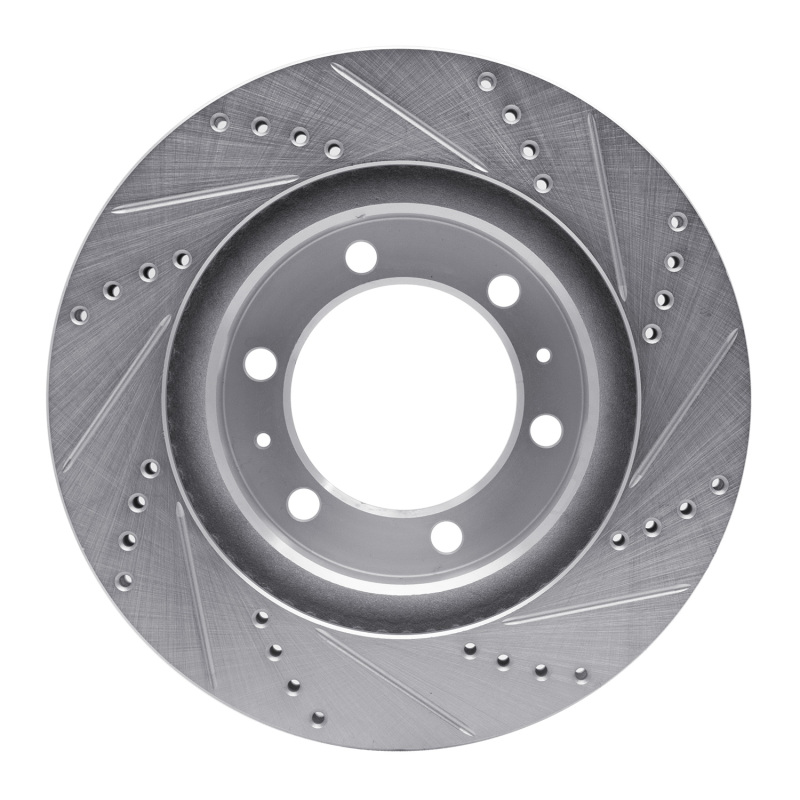 Toyota FJ Cruiser Brake Rotor (1) - Front Left - R1 Concepts - Drilled & Slotted - Silver - `03-`23